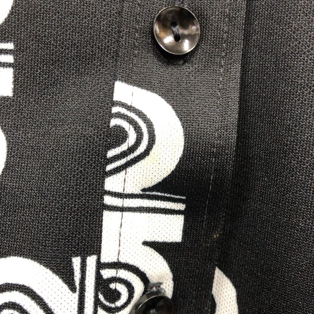 Vintage shirt dress made in California geometric black white long sleeve - Picture 11 of 16
